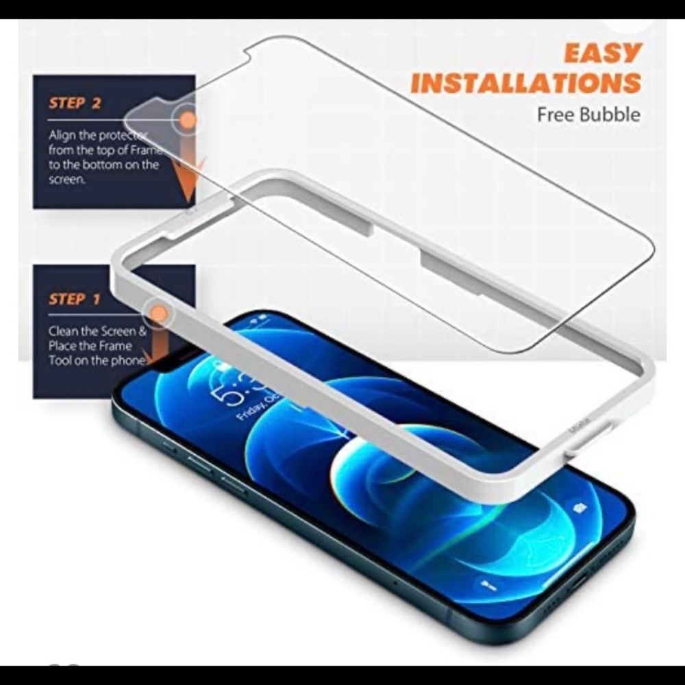 Mkeke 2pkTempered Glass Screen Protector with Tray compatible IPhone 12 Pro Max